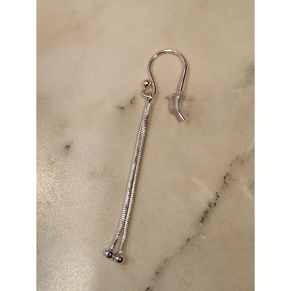 Sterling Silver Dangle Earrings With Chain Drop Design - Picture 5 of 5